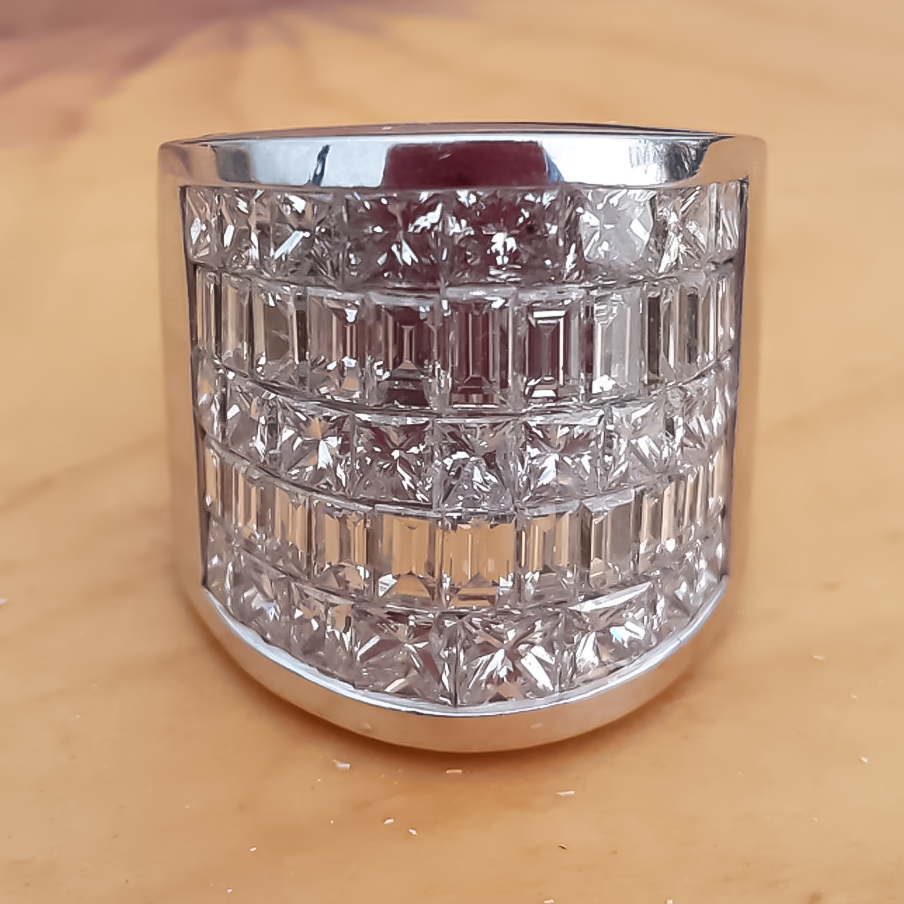 Stylish 3 ctw Square & Emerald Cut White Gemstone Pavé Ring -JOSHINY