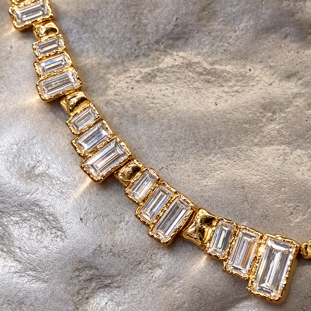 30CTW Baguette Cut White Cubic Zirconia Classic 925 Silver Necklace-joshiny