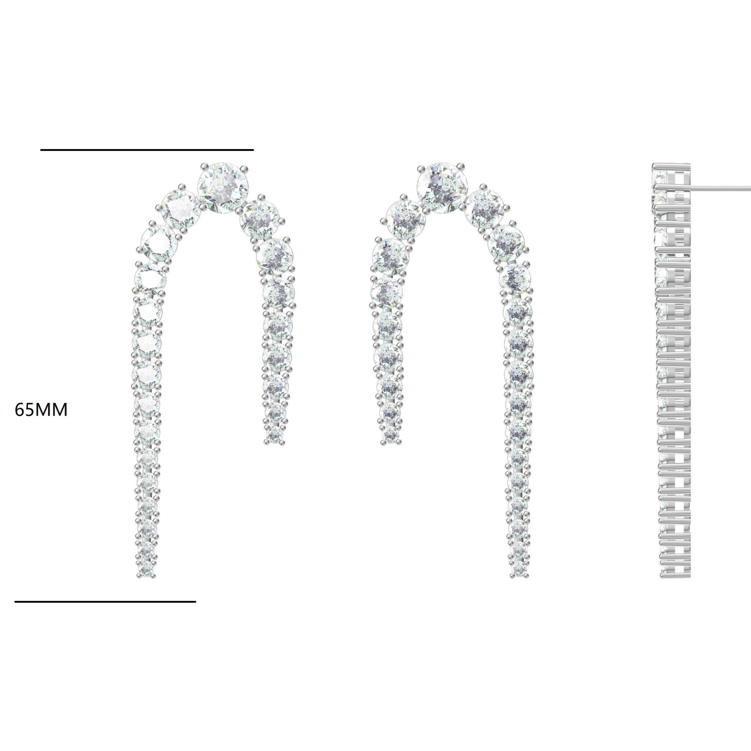 Stylish 7 ctw Round Cut White Gemstone Earrings -JOSHINY
