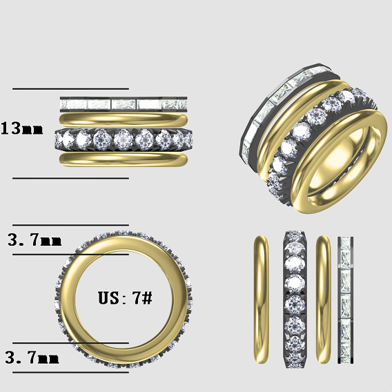 3.5ctw Combination Stacking Ring -JOSHINY