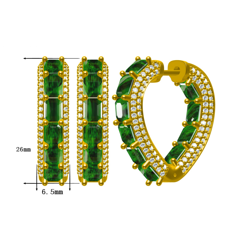 4.0Ctw Lab Grown Emerald Earrings-JOSHINY