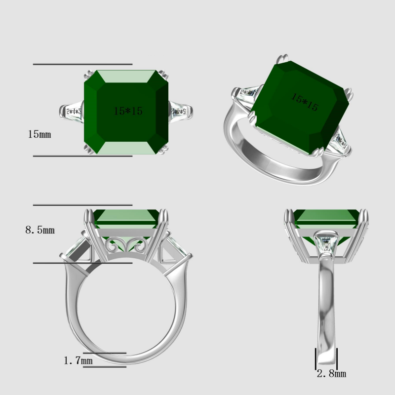 4.03ct Colombian Style Emerald Asscher Cut Diamond Ring -JOSHINY