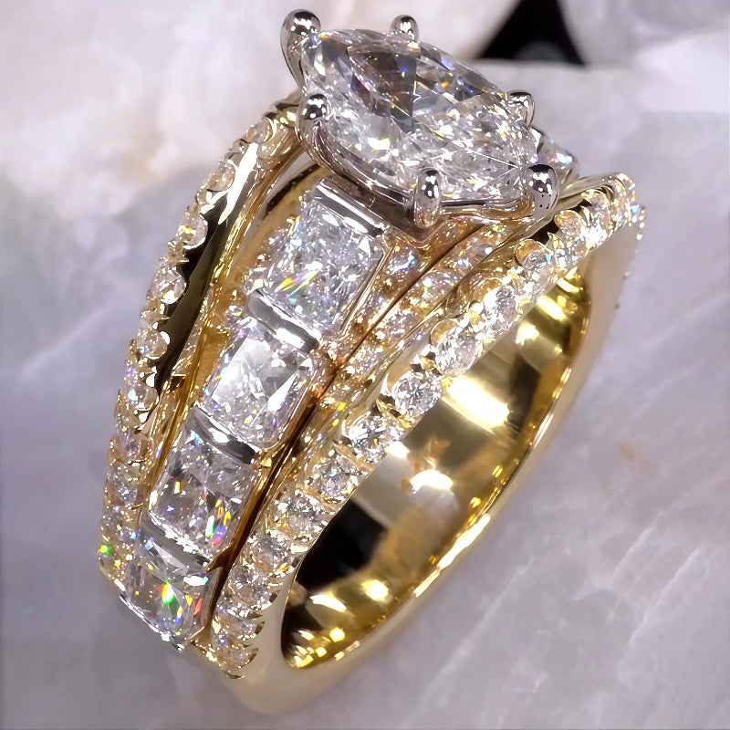 5.69Ctw Stunning marquise and radiant gemstone engagement ring-JOSHINY