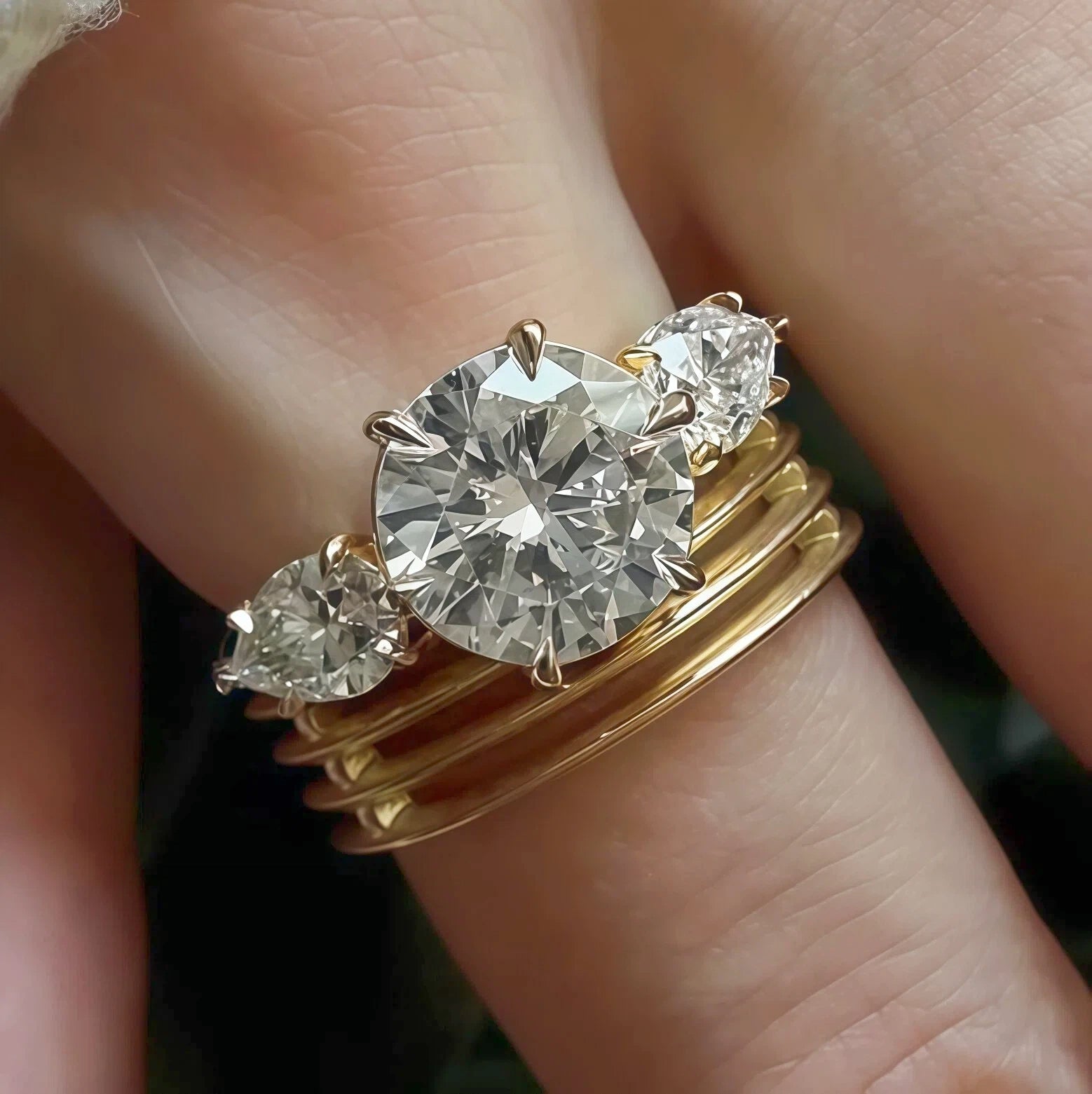 4ctw three stone gemstone ring-JOSHINY