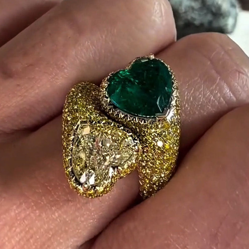 7Ctw Emerald Yellow Gem Luxury Ring-JOSHINY