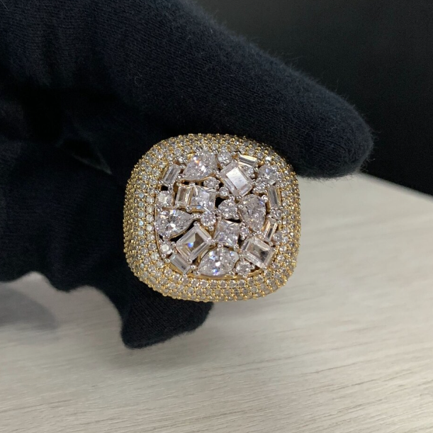 11 ctw Multi-Cut White Gemstone Cocktail Ring for Men and Women -JOSHINY