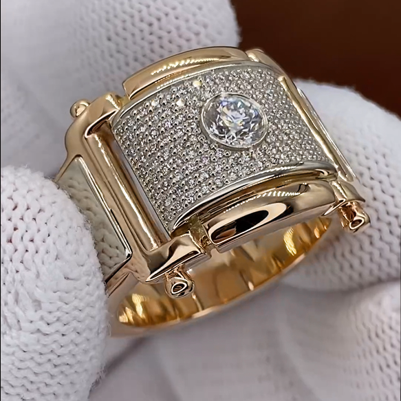 Noble 3 ctw Round Cut White Gemstone Men's Ring -JOSHINY