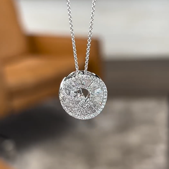 1.5 ctw Trapezoid Cut White Gemstone Wave Necklace  -JOSHINY