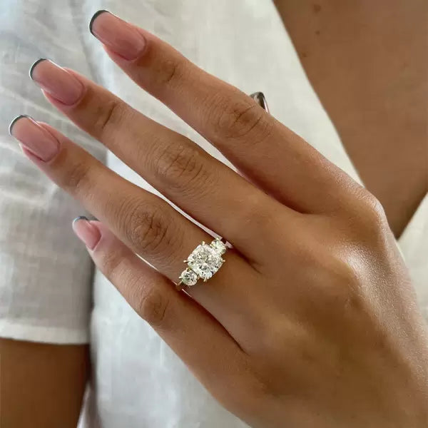 2.5ctw Cushion Cut Three Stone Engagement Ring