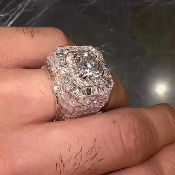 5ct Round Cut Pavé Diamond Ring-JOSHINY