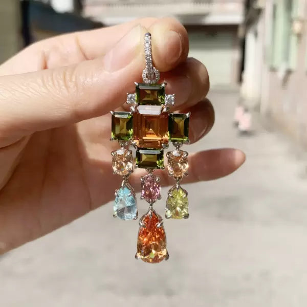 23ct Colored Gemstone Drop Earrings