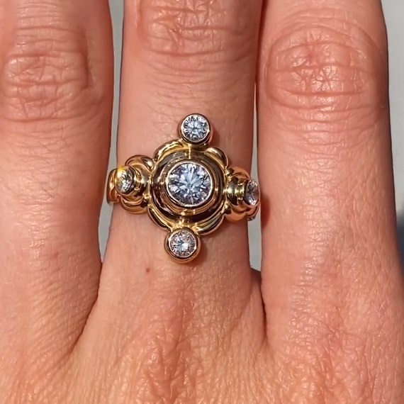 2 ctw Round Cut White Gemstone Vintage Cross Ring -JOSHINY