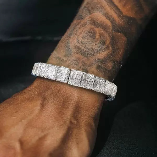 56ctw Unisex Radiant Cut White Gemstone Bracelet-JOSHINY