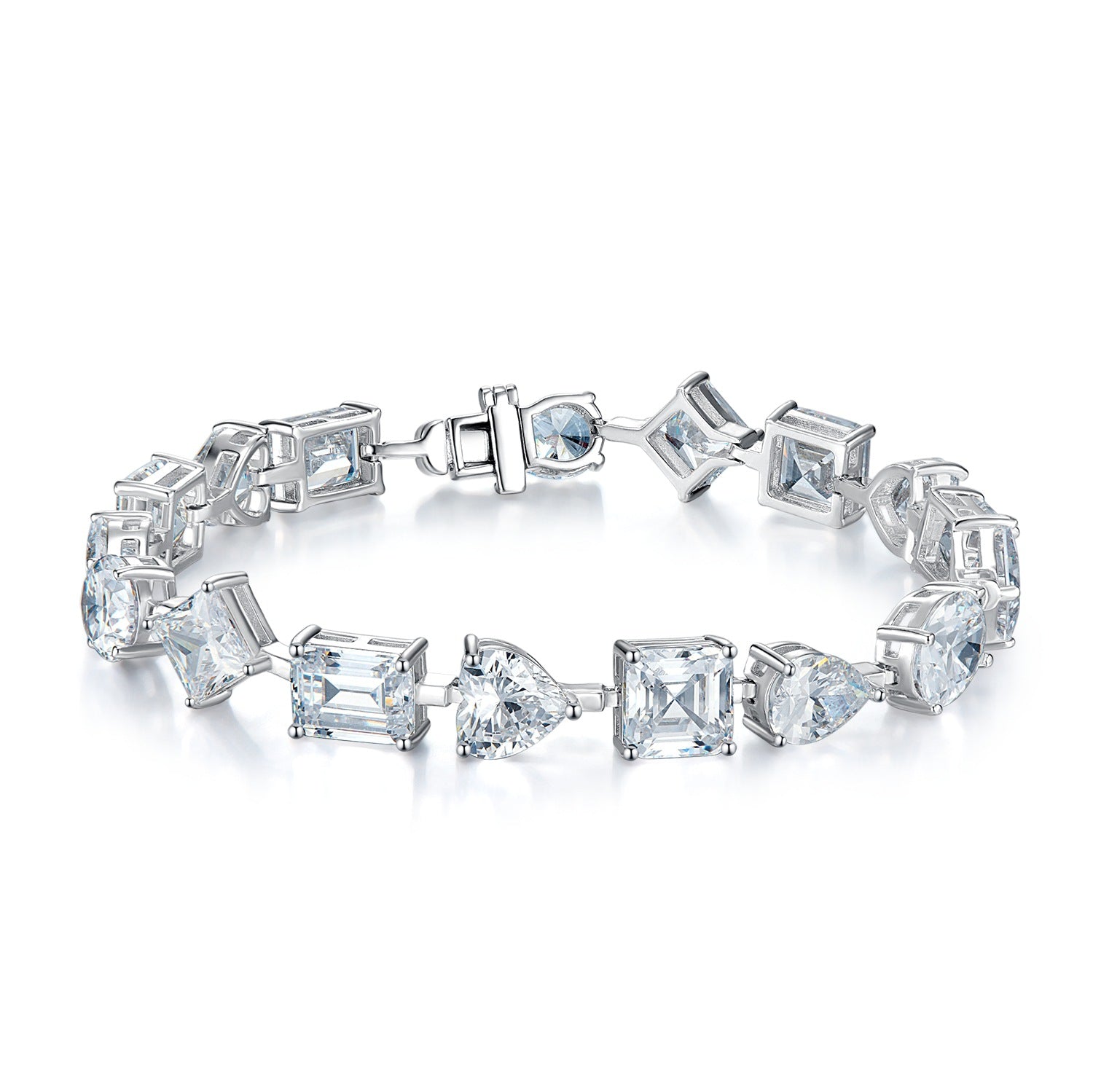 Stylish 16 ctw Multi-Cut White Gemstone Bracelet -JOSHINY