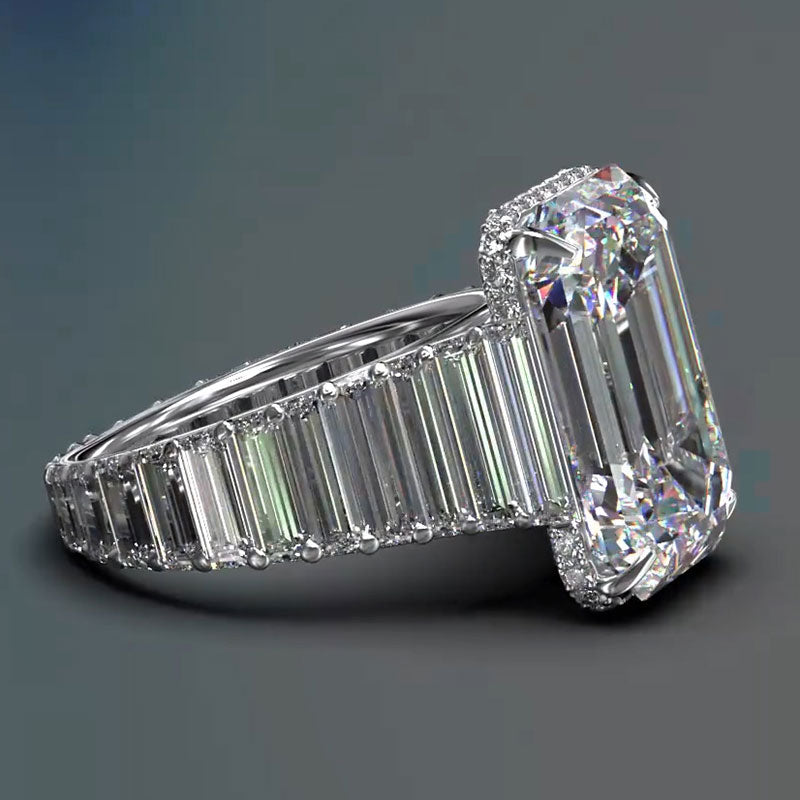 Sparkling 5.6ct emerald penguin cut diamond engagement ring -JOSHINY