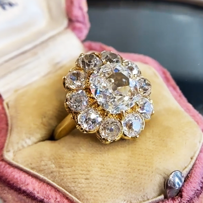 10 ctw Cushion Cut White Gemstone Vintage Ring-JOSHINY