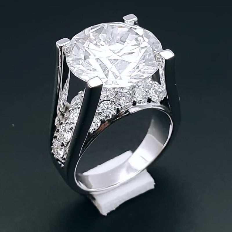 Elegant 8.0ct Wide Band Diamond Engagement Ring -JOSHINY