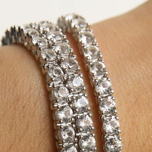 3mm Round Cut White Gemstone Tennis Bracelet