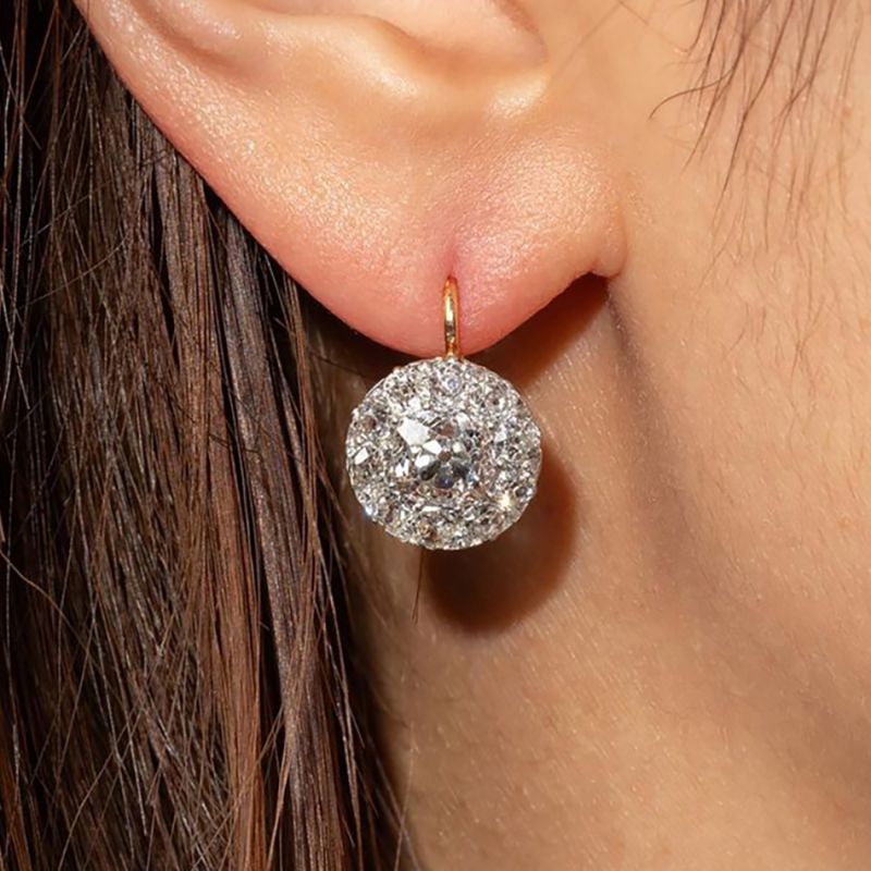 4.5ctw Cushion Cut Vintage White Gemstone Drop Earrings