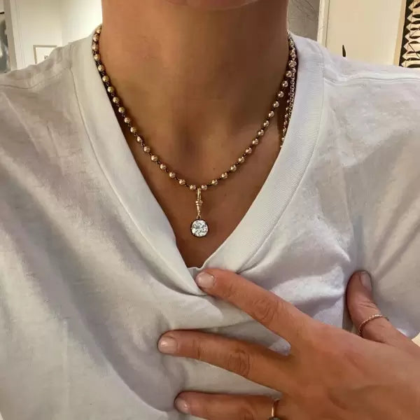5ct Vintage Round Cut White Gemstone Necklace-JOSHINY