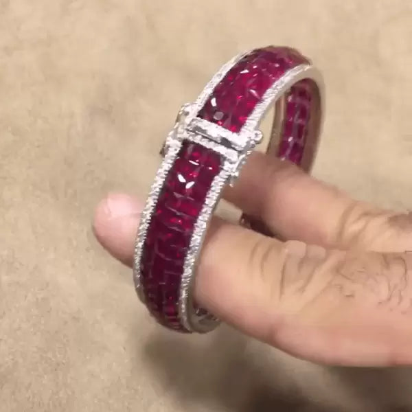 22.4ctw Invisible Set Full Hoop Ruby Bracelet