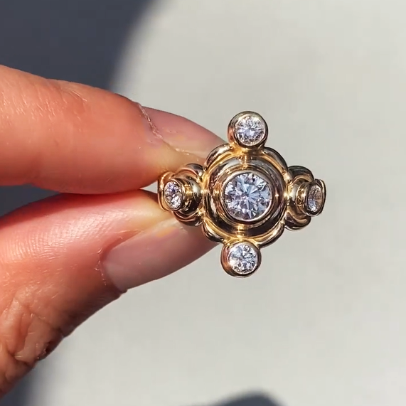 2 ctw Round Cut White Gemstone Vintage Cross Ring -JOSHINY