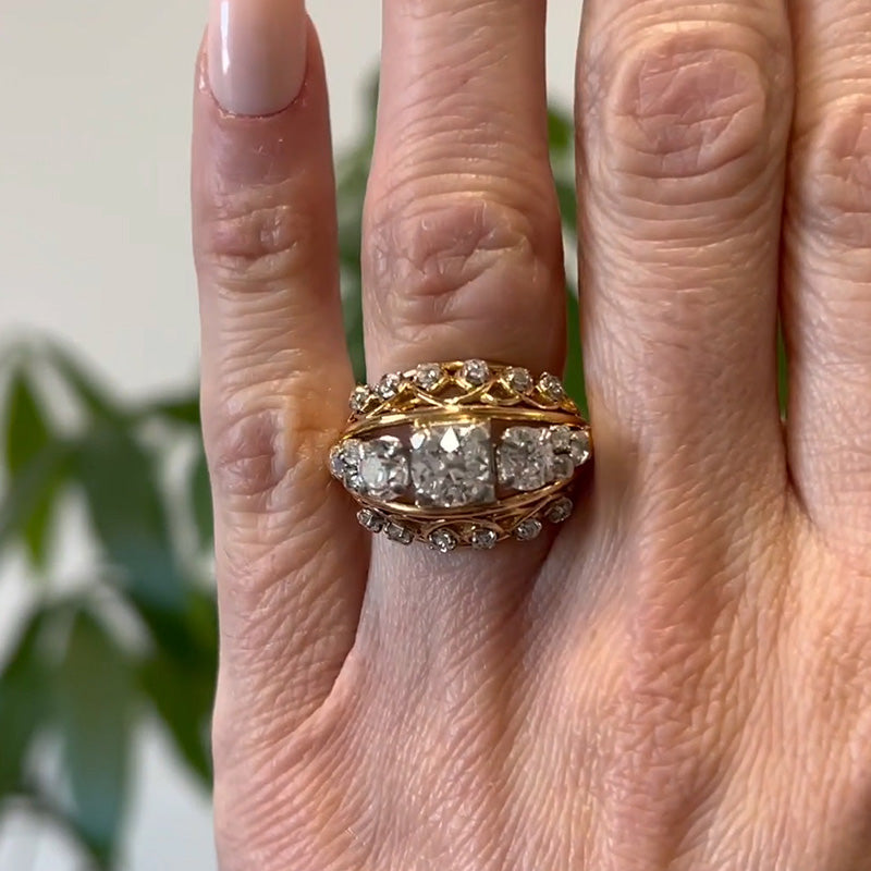 3ct Round Cut Vintage Dome Diamond Ring -joshiny