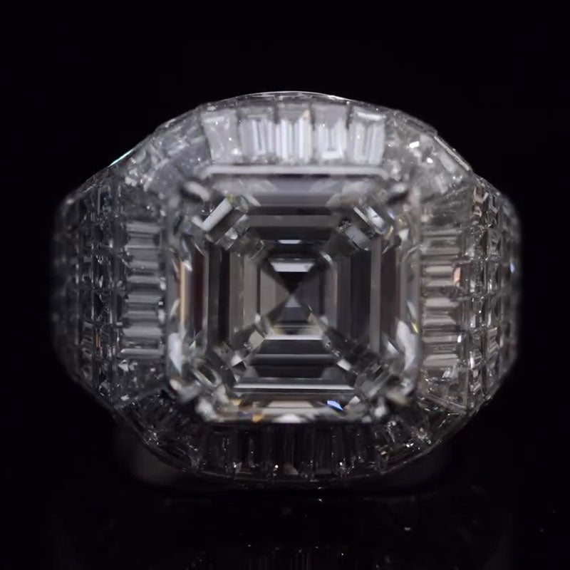Crazy 13ct Asscher Cut Diamond Chandelier Ring -JOSHINY