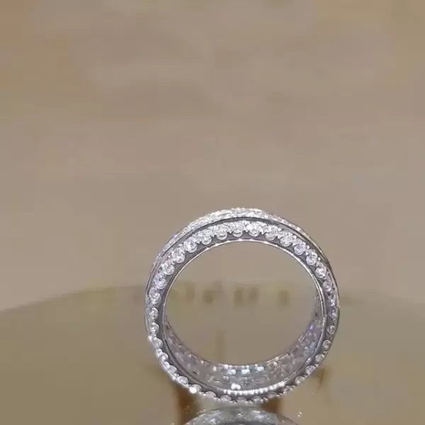 7.35 ctw Round and Asscher Cut White Gemstone Luxury Ring
