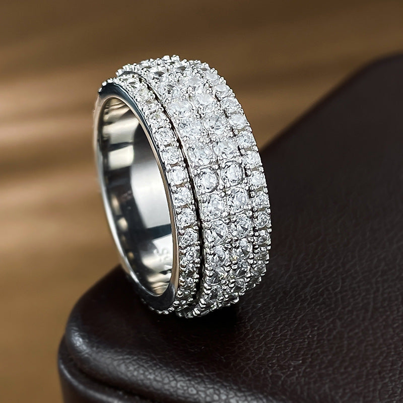 3 ctw Round Cut White Gemstone Full Set Swivel Ring -JOSHINY