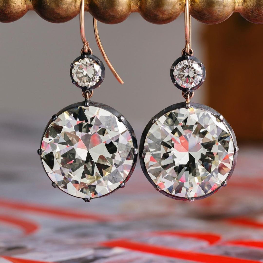 4.5ct White Round Cut Double Diamond Earrings