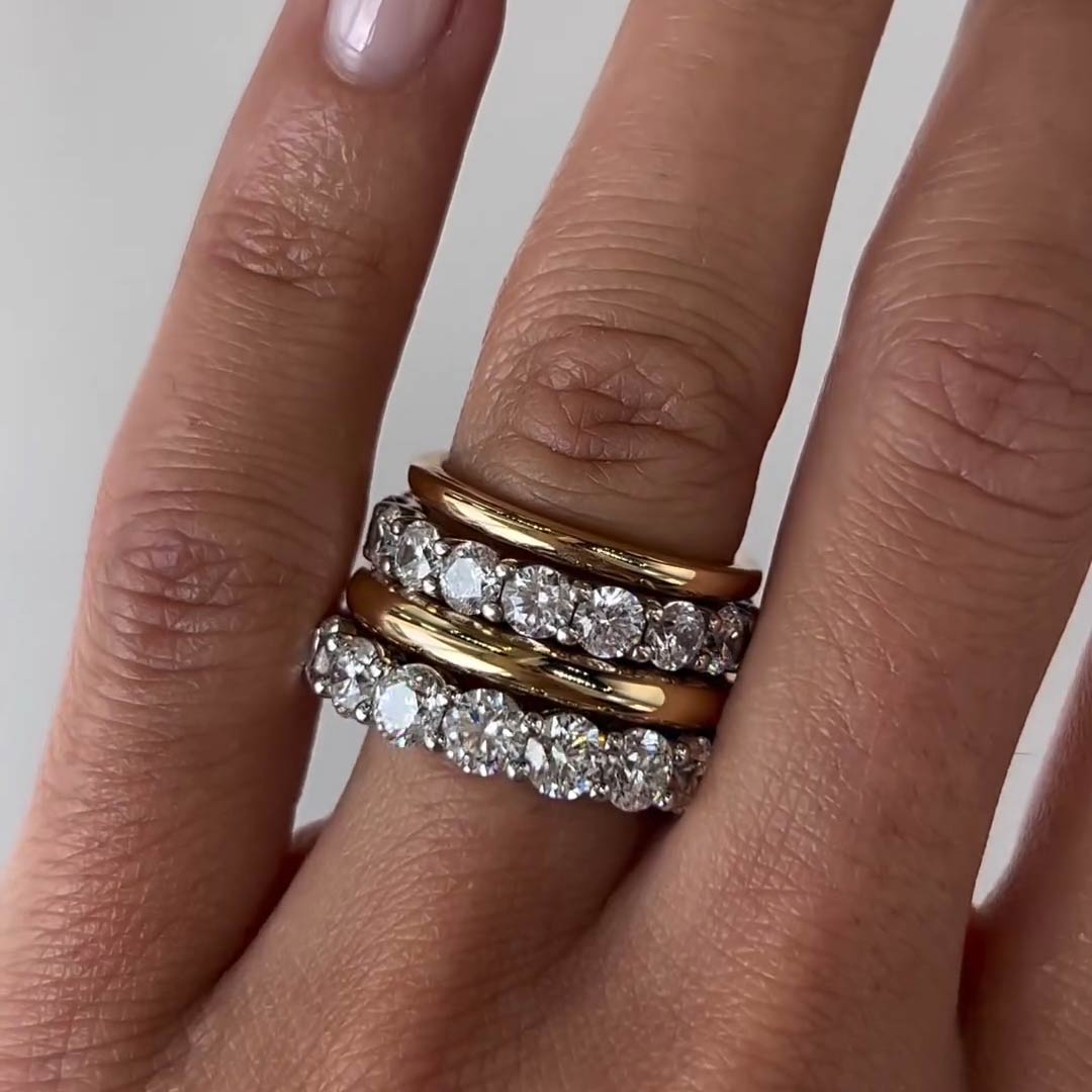 10ctw Round Cut 4 Piece Stacking Ring -JOSHINY