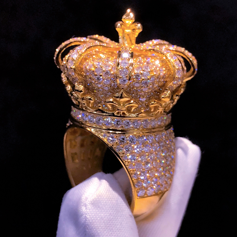Luxury 5 ctw Round Cut White Gemstone Crown Ring for Men and Women -JOSHINY
