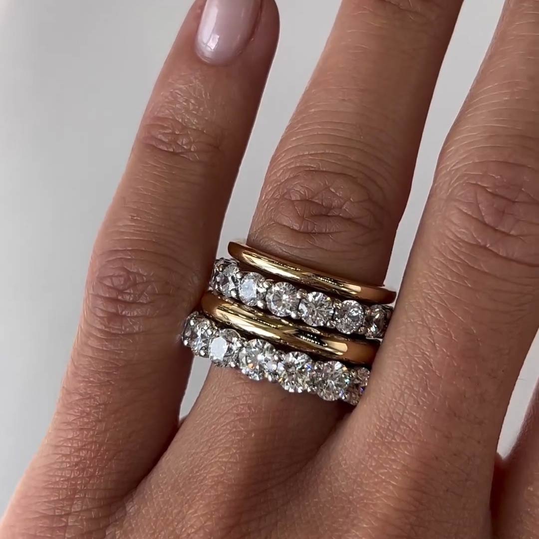 10ctw Round Cut 4 Piece Stacking Ring -JOSHINY