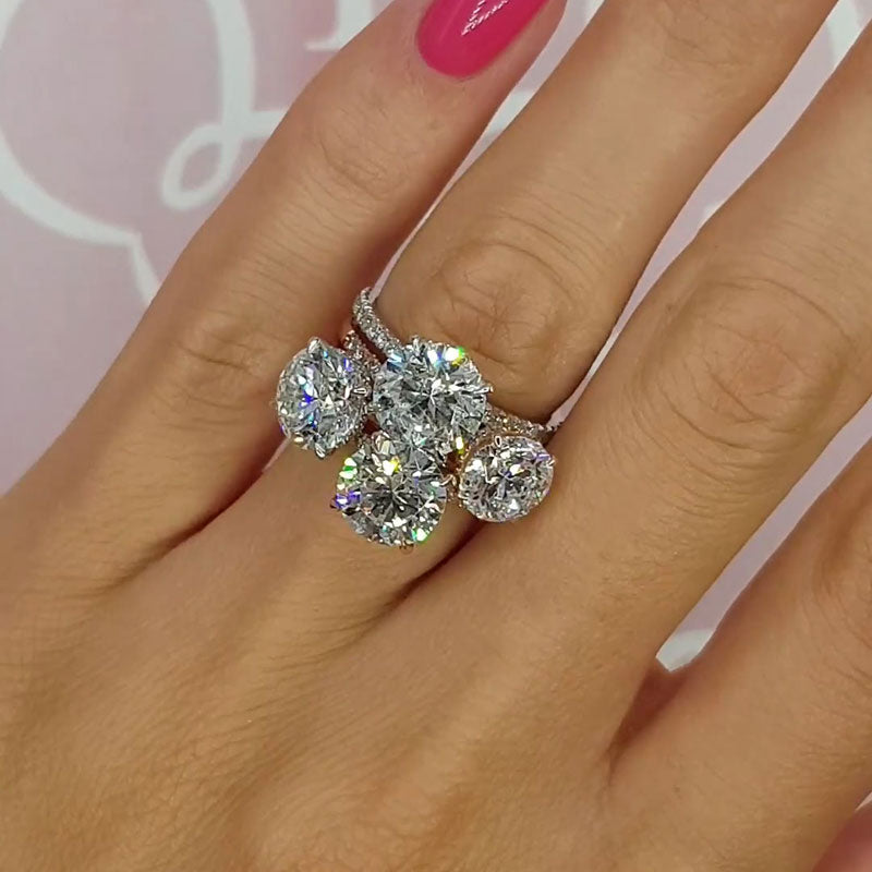 Upgraded 4 Stones Round Cut Diamond Ring -JOSHINY
