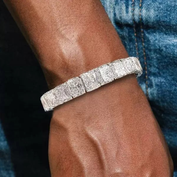 56ctw Unisex Radiant Cut White Gemstone Bracelet-JOSHINY