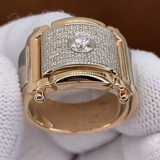 Noble 3 ctw Round Cut White Gemstone Men's Ring -JOSHINY