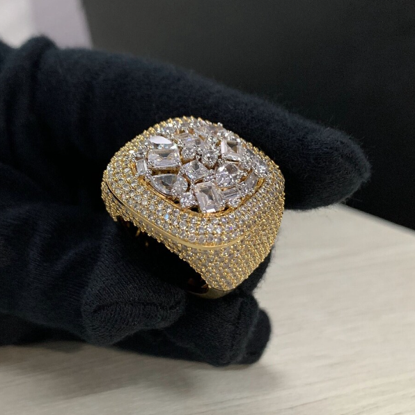 11 ctw Multi-Cut White Gemstone Cocktail Ring for Men and Women -JOSHINY