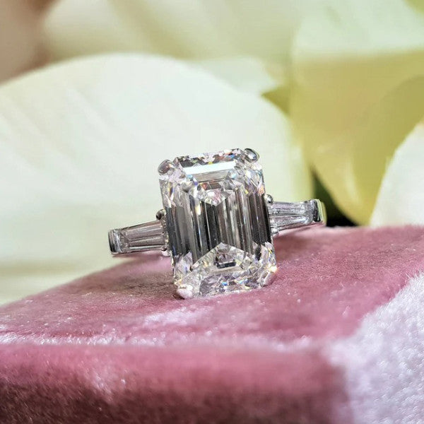 5 ctw Emerald Cut Three Stone Engagement Ring