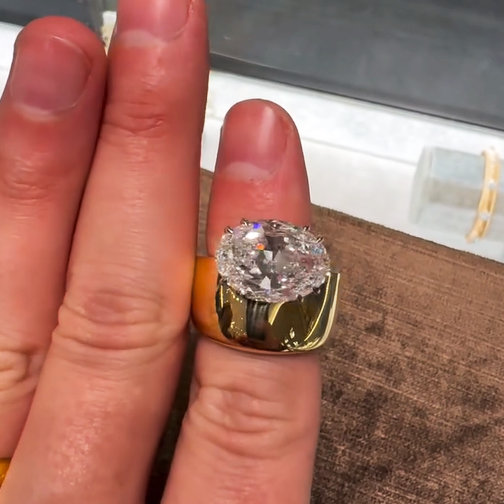 8 ctw Oval Cut White Gemstone Simple Ring for Men and Women -JOSHINY