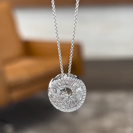 1.5 ctw Trapezoid Cut White Gemstone Wave Necklace  -JOSHINY