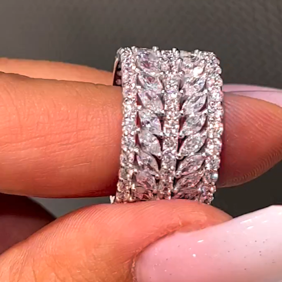 Gorgeous 5 ctw Marquise & Round Cut White Gemstone Full Set Ring -JOSHINY