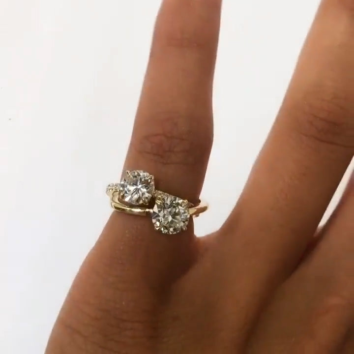 8ctw round cut two stone engagement ring set