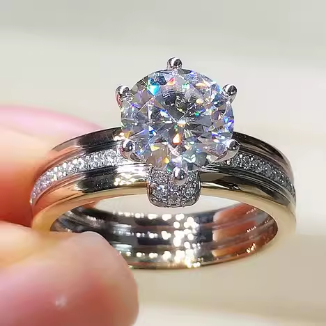 4.0ct Round Cut Art Deco Gold and Silver Bicolour Engagement Ring -JOSHINY