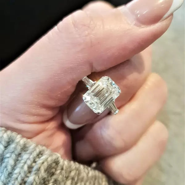 5 ctw Emerald Cut Three Stone Engagement Ring