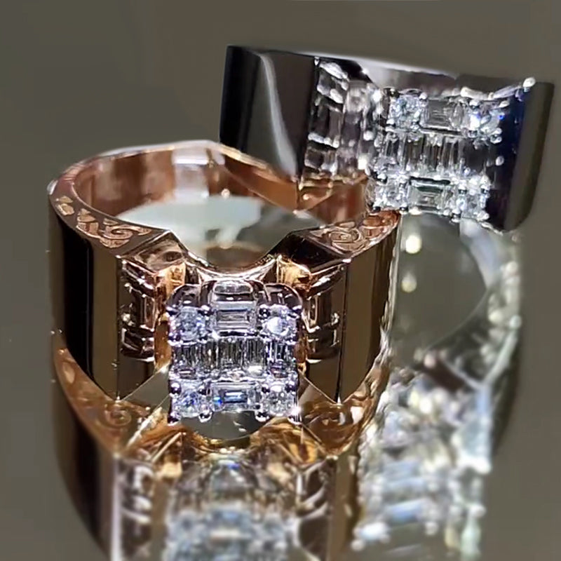 2.0ctw Rectangular Step Diamond Engagement Ring -JOSHINY