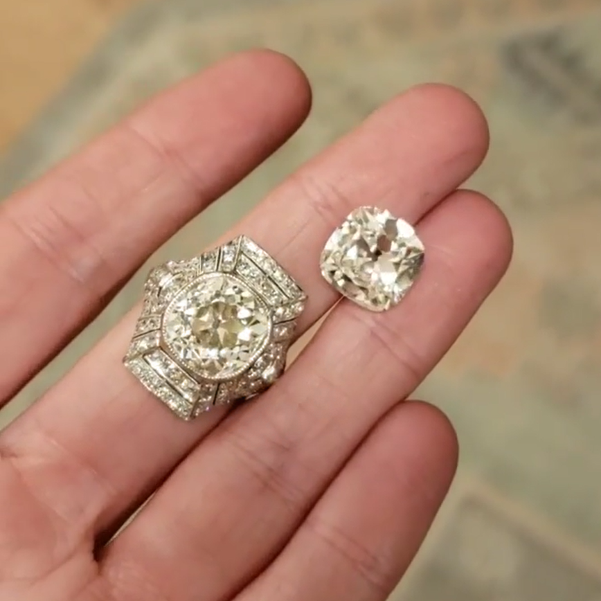 Art Deco 5 ctw Cushion Cut White Stone Elegant Engagement Ring -JOSHINY