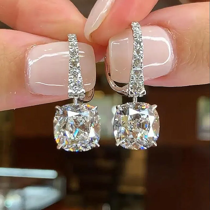 11ctw Delicate Cushion Cut Diamond Earrings -JOSHINY