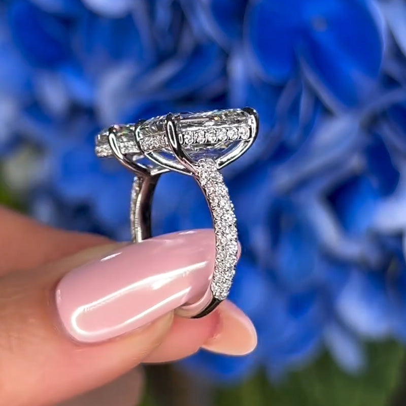 8ctw Pear and Emerald Cut Two Stone Engagement Ring