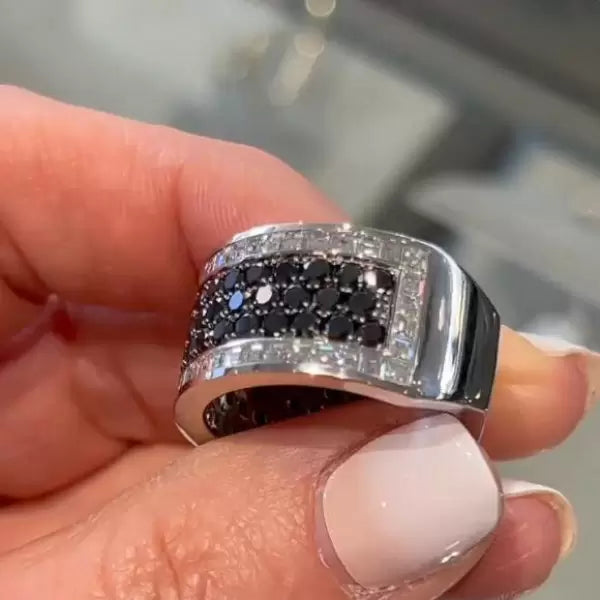 Black and White Gemstone Ring